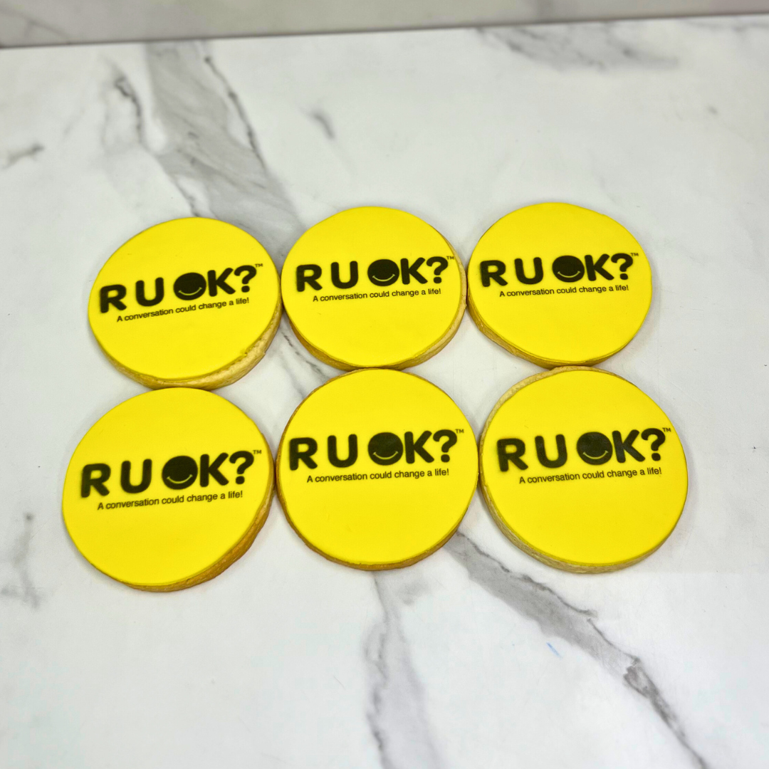 Printed R U OK Day Yellow Cookies 100 Corporate