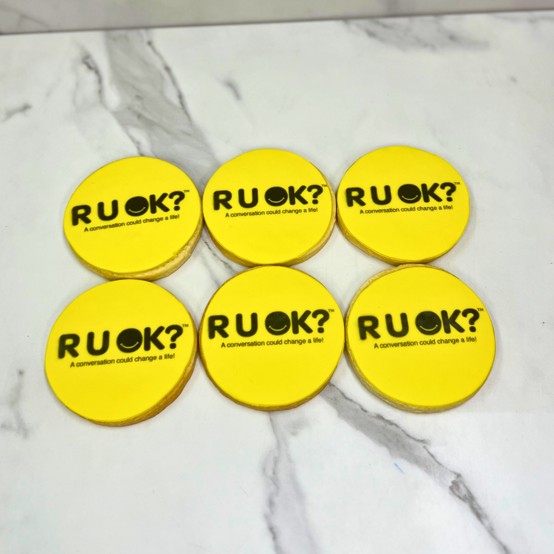 Printed  R U OK Day Yellow Cookies 12 Pack