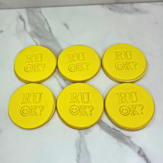 Stamped R U OK Day Yellow Cookies 100 Corporate