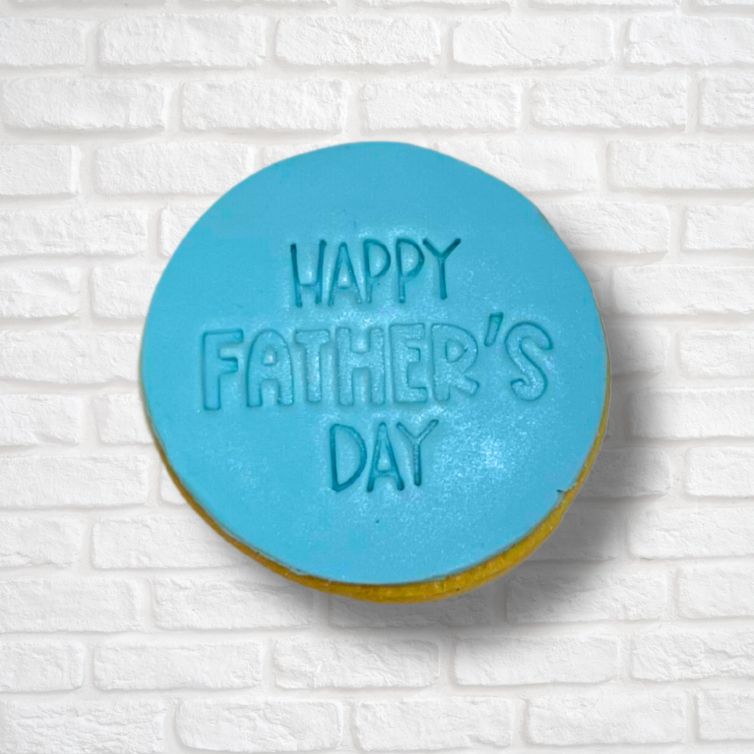 Blue Stamped Happy Fathers Day Cookie